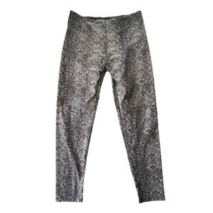 Lysse High Rise‎ Leggings Womens L Black Gray Snakeskin Animal Print Slimming